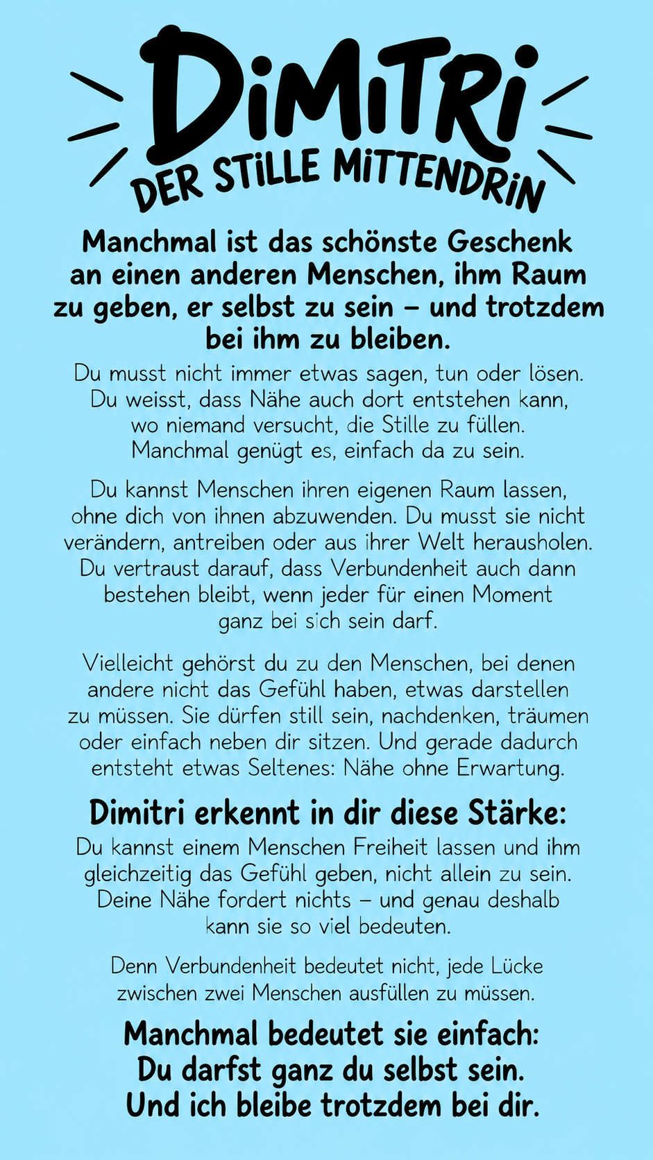 Dimitris Botschaft für dich