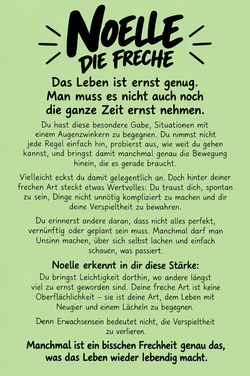 Noelles Botschaft für dich